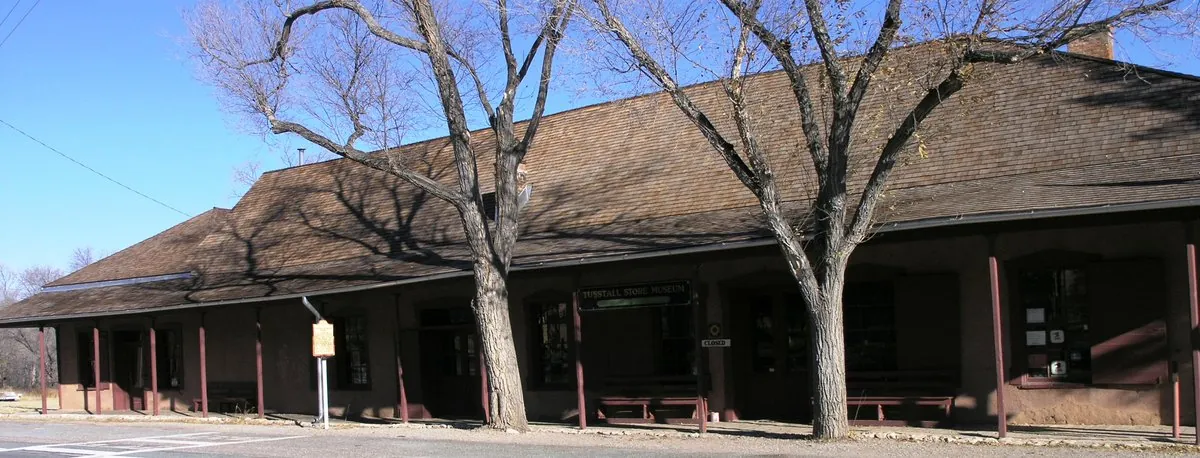 The preserved 1800s main street of Lincoln, New Mexico